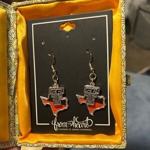 Texas Tech Dangle Earrings - Red and Silver